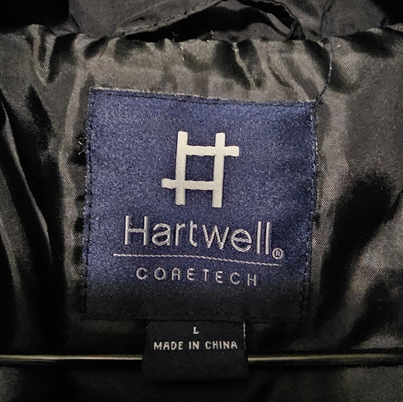 Hartwell Coretech Coat Men's Black Double Zip 5 Pocket Hidden Hood Size Large - Picture 7 of 12